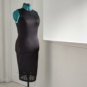 Sleek and Stunning Scuba - Smooth and Slinky with Laser-cut Lace Fitted Dress